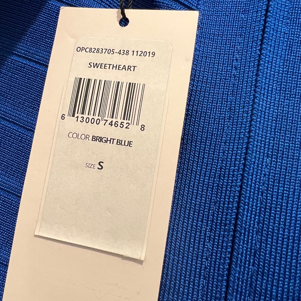 HERVÉ LÉGER Sweetheart Flare Bandage Dress - Bright Blue - Picture 10 of 10